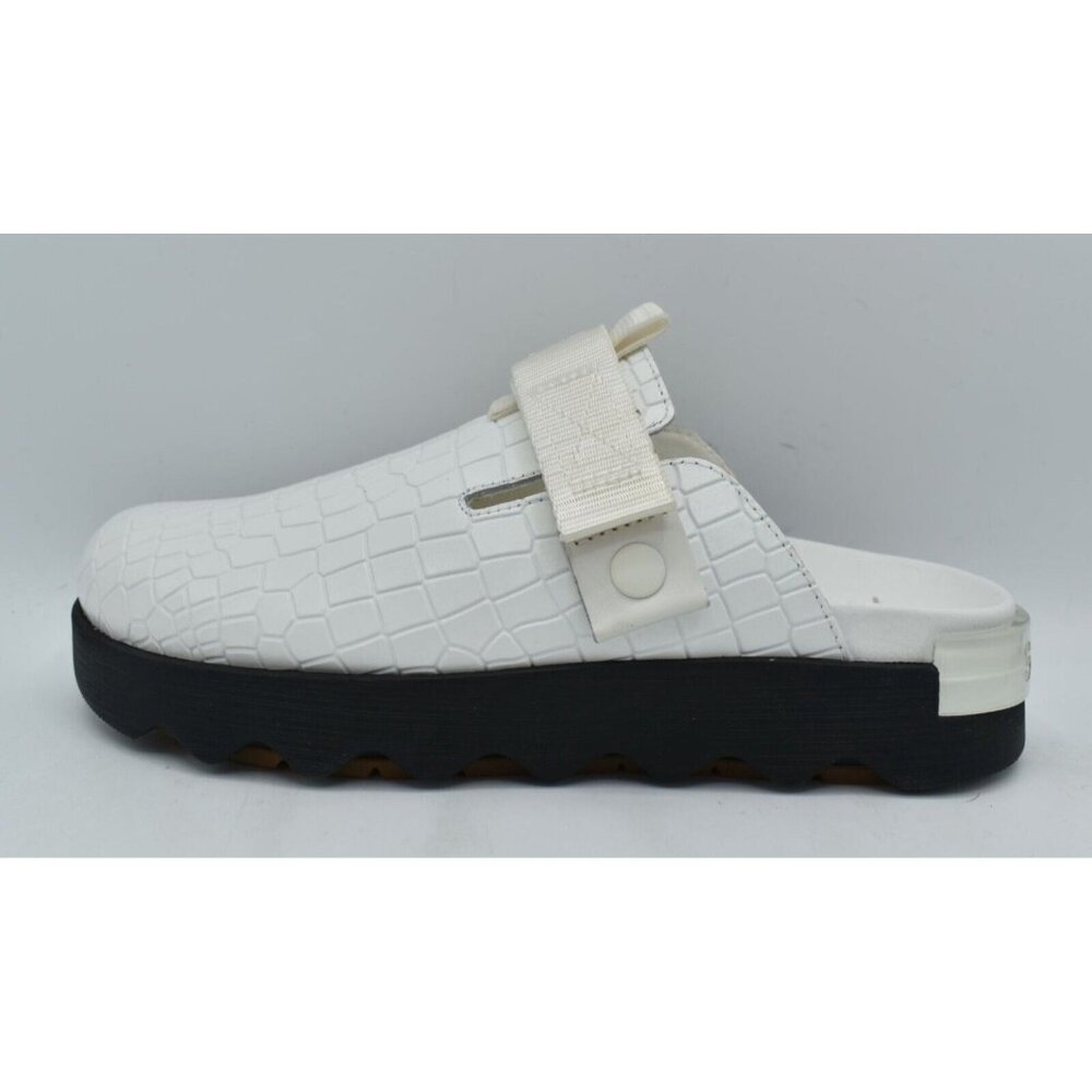 Sorel Womens Size 7.5 Viibe White Black Sea Salt Gum Slip On Croc Embossed Clogs - Picture 7 of 12